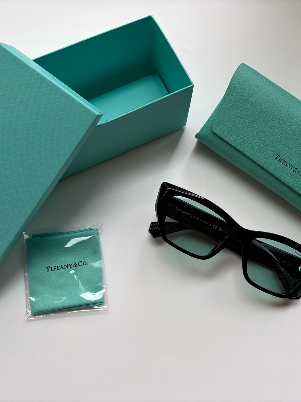 Tiffany & Co. Black Sunglasses with Tiffany Blue Case and Cloth